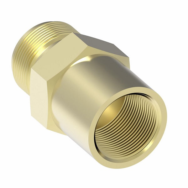 46X8 by Danfoss | Female Pipe/SAE 45° Flare Connector | 1/2" Male SAE 45° Flare x 3/8" Female NPTF | Brass