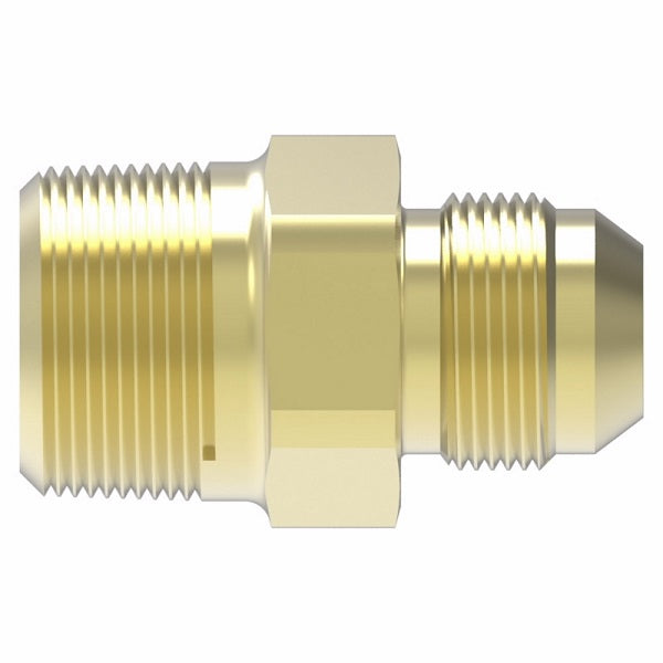 48X6Z by Danfoss | Male Pipe/SAE 45° Flare Connector (with Sealant) | 3/8" Male SAE 45° Flare x 1/4" Male NPTF | Brass