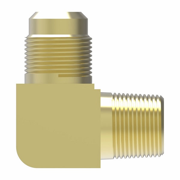 49X8X4 by Danfoss | Male Pipe/ SAE 45° Flare 90° Elbow Adapter | 1/4" Male NPTF x 1/2" Male SAE 45° Flare | Brass