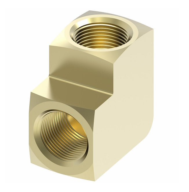 502X4 by Danfoss | Union 90° Elbow Adapter | 1/4" Female SAE Inverted Flare x 1/4" Female SAE Inverted Flare | Brass
