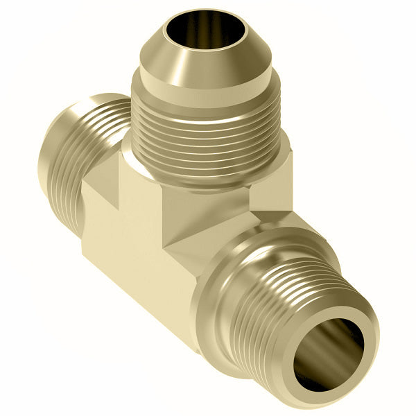 51X4 by Danfoss | Male Pipe Run/SAE 45° Flare Tee Adapter | 1/8" Male NPTF x 1/4" Male SAE 45° Flare x 1/4" Male SAE 45° Flare | Brass