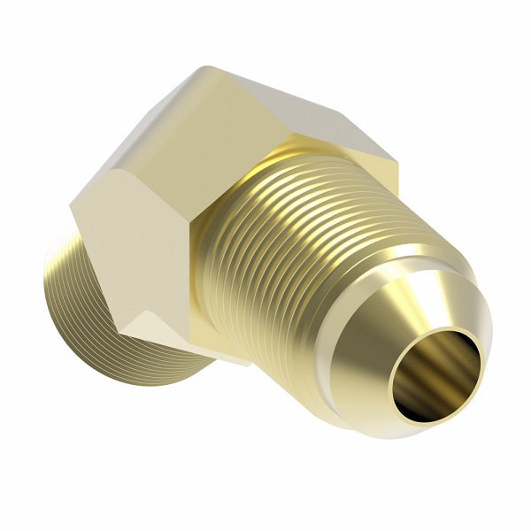 54X8 by Danfoss | Male Pipe/ SAE 45° Flare 45° Elbow Adapter | 3/8" Male NPTF x 1/2" Male SAE 45° Flare | Brass