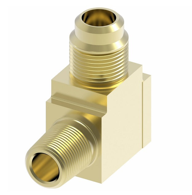 56X4 by Danfoss | Female to Male Pipe Run/SAE 45° Flare Tee Adapter | 1/8" Female NPTF x 1/8" Male NPTF x 1/4" Male SAE 45° Flare | Brass