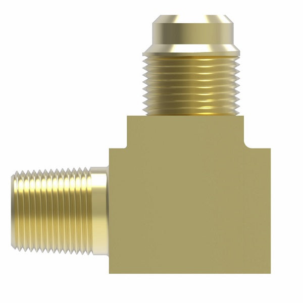 56X4 by Danfoss | Female to Male Pipe Run/SAE 45° Flare Tee Adapter | 1/8" Female NPTF x 1/8" Male NPTF x 1/4" Male SAE 45° Flare | Brass