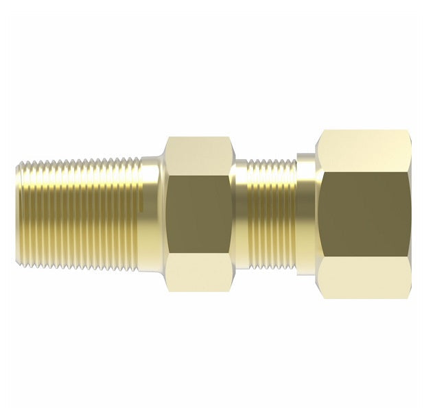 631X6 by Danfoss | SelfAlign Adapter | Male Ball Check Connector | 3/8" Tube OD x 1/4" Male NPTF | Brass