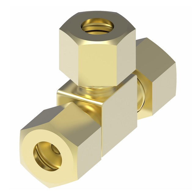641X4 by Danfoss | SelfAlign Adapter | Union Tee | 1/4" Tube OD x 1/4" Tube OD x 1/4" Tube OD | Brass