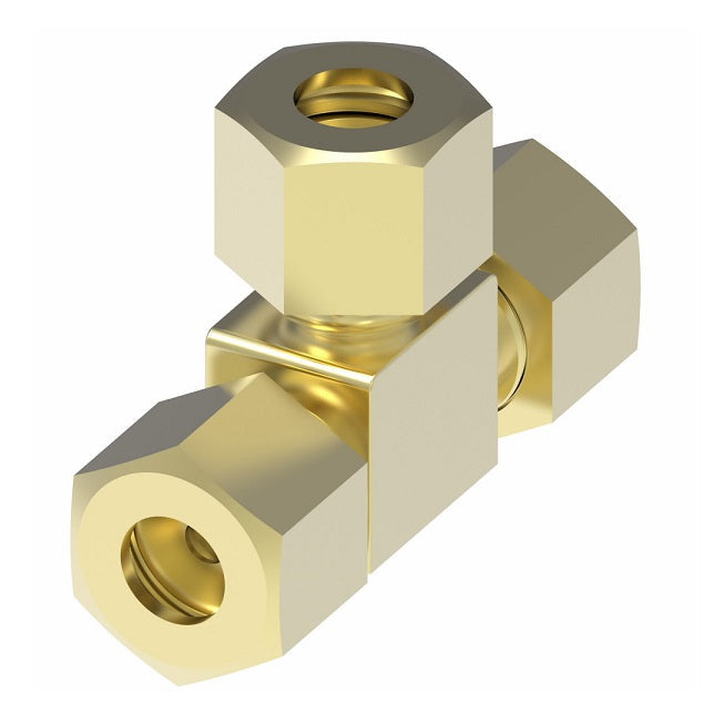 64X6 by Danfoss | Compression Fitting | Union Tee | 3/8" Tube OD | Brass