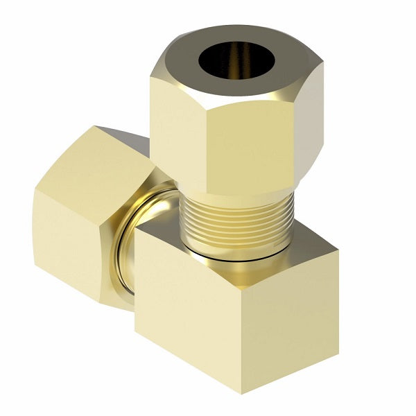651X6 by Danfoss | SelfAlign Adapter | Union 90° Elbow | 3/8" Tube OD x 3/8" Tube OD | Brass