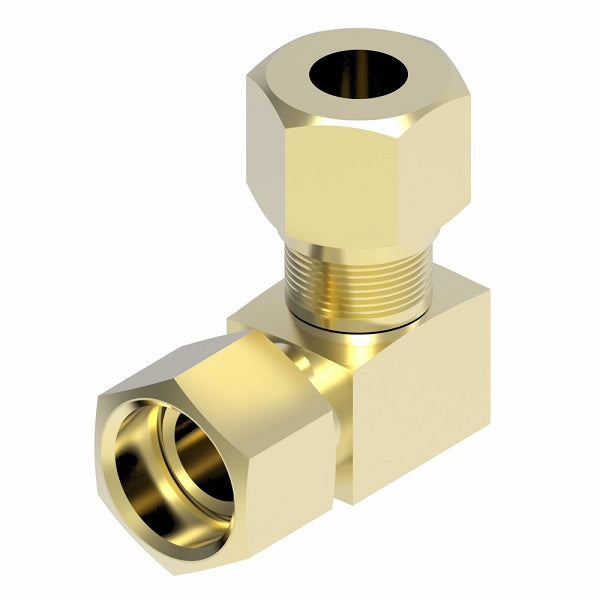 65X6 by Danfoss | Compression Fitting | Union 90° Elbow | 3/8 Tube OD |  Brass