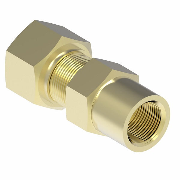 66X4X4 by Danfoss | Compression Fitting | Female Connector | 1/4" Tube OD x 1/4" Female NPTF | Brass