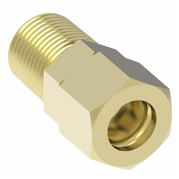 68X6Z by Danfoss | Compression Fitting | Male Connector (with Sealant) | 3/8" Tube OD x 1/4" Male NPTF | Brass