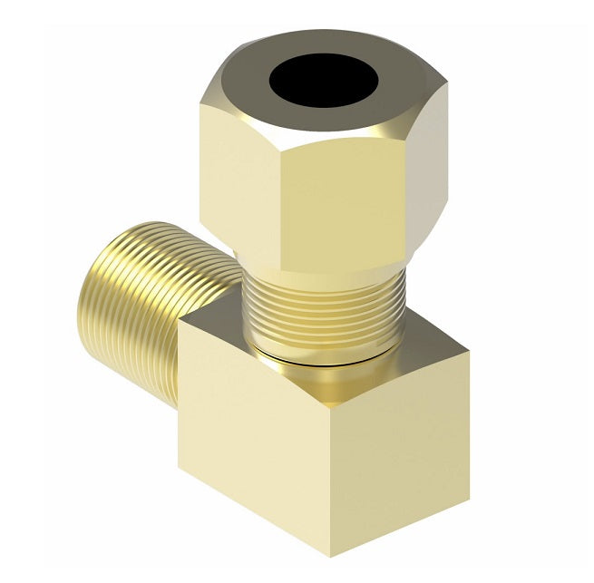 691X5X4 by Danfoss | SelfAlign Adapter | Male 90° Elbow | 5/16" Tube OD x 1/4" Male NPTF | Brass
