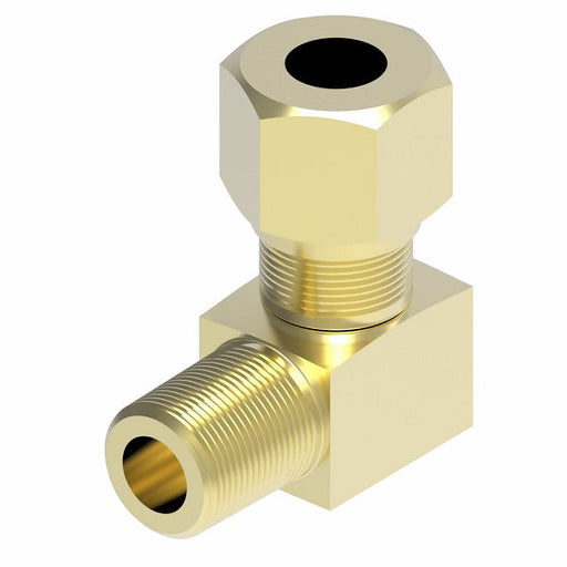 5/16 BRASS COMPRESSION TO 3/8 MALE PIPE (NPT) 90° ELBOW