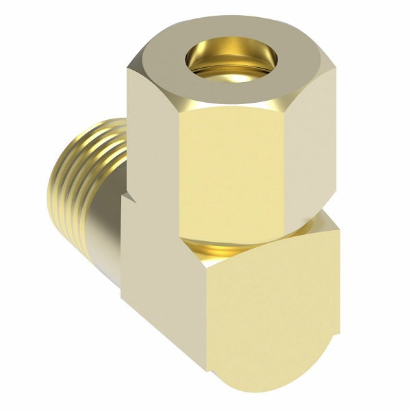 69X3 by Danfoss | Compression Fitting | Male Connector 90° Elbow | 3/16" Tube OD x 1/8" Male NPTF | Brass