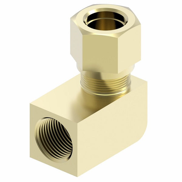 701X3 by Danfoss | SelfAlign Adapter | Female 90° Elbow | 3/16" Tube OD x 1/8" Female NPTF | Brass