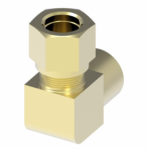 70X4 by Danfoss | Compression Fitting | Female Connector 90° Elbow | 1/4" Tube OD x 1/8" Female NPTF| Brass