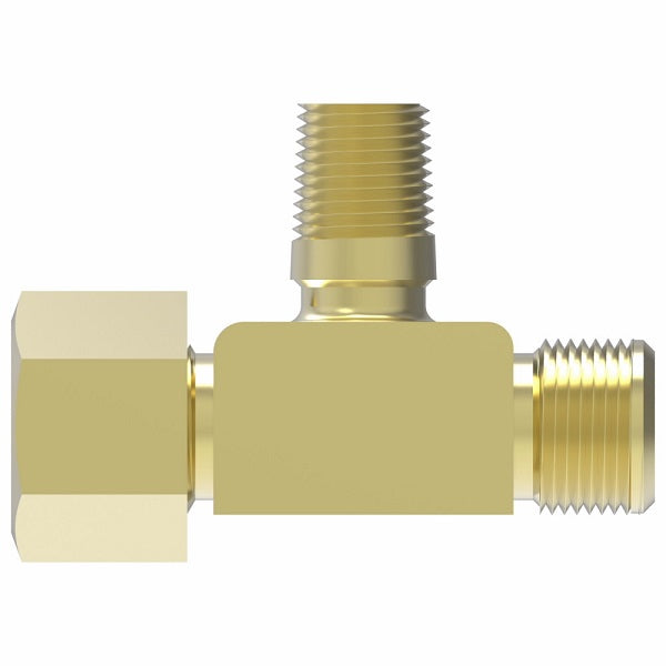 72X8 by Danfoss | Compression Male Branch Tee | 3/8" Male NPTF x 1/2" Tube OD x 1/2" Tube OD | Brass