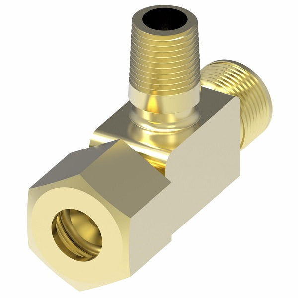 72X8 by Danfoss | Compression Male Branch Tee | 3/8" Male NPTF x 1/2" Tube OD x 1/2" Tube OD | Brass