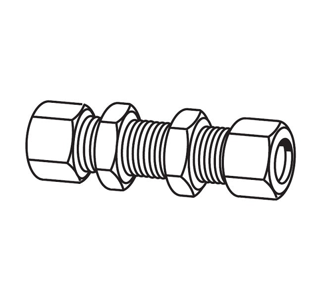 741X4 by Danfoss | SelfAlign Adapter | Bulkhead Union | 1/4" Tube OD x 1/4" Tube OD | Brass