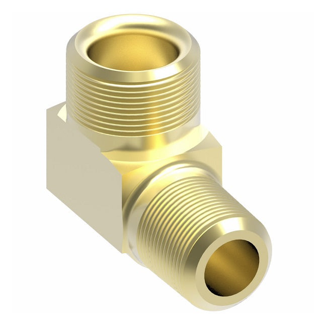 B69X6X6 by Danfoss | Compression Fitting | Male Connector 90° Elbow (Body Only) | 3/8" Tube OD x 3/8" Male NPTF | Brass
