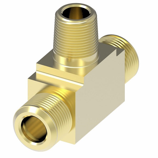 B72X4 by Danfoss | Compression Male Branch Tee (Body Only) | 1/8" Male NPTF x 1/4" Tube OD x 1/4" Tube OD | Brass