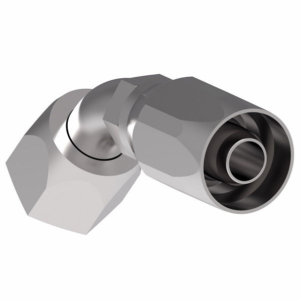 EJ5359-1212S by Danfoss | Female 37° JIC Swivel 45° Tube Elbow Field Attachable Fitting | FC800 EverCool | -12 Female 37° JIC Swivel x -12 Reusable Hose End | Steel