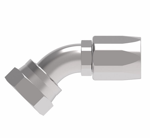 EJ5361-1616S by Danfoss | Female ORS Swivel 45° Tube Elbow Field Attachable Fitting | FC800 EverCool | -16 Female O-Ring Face Seal Swivel x -16 Reusable Hose End | Steel