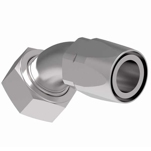 EJ5361-2424S by Danfoss | Female ORS Swivel 45° Tube Elbow Field Attachable Fitting | FC800 EverCool | -24 Female O-Ring Face Seal Swivel x -24 Reusable Hose End | Steel