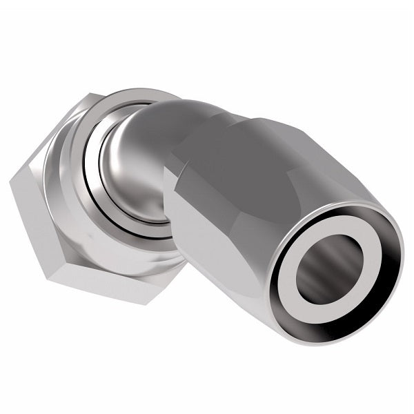 EJ5361-1616S by Danfoss | Female ORS Swivel 45° Tube Elbow Field Attachable Fitting | FC800 EverCool | -16 Female O-Ring Face Seal Swivel x -16 Reusable Hose End | Steel