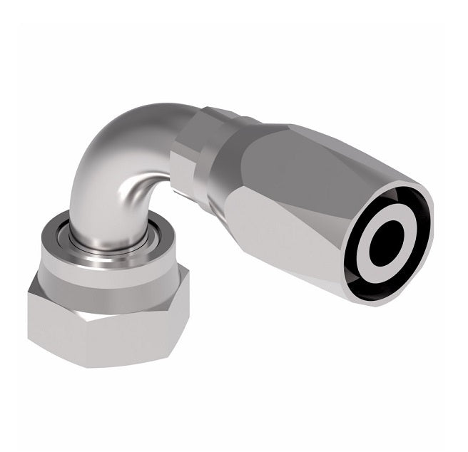 EJ5362-1212S by Danfoss | Female ORS Swivel 90° Tube Elbow Field Attachable Fitting | FC800 EverCool | -12 Female O-Ring Face Seal Swivel x -12 Reusable Hose End | Steel