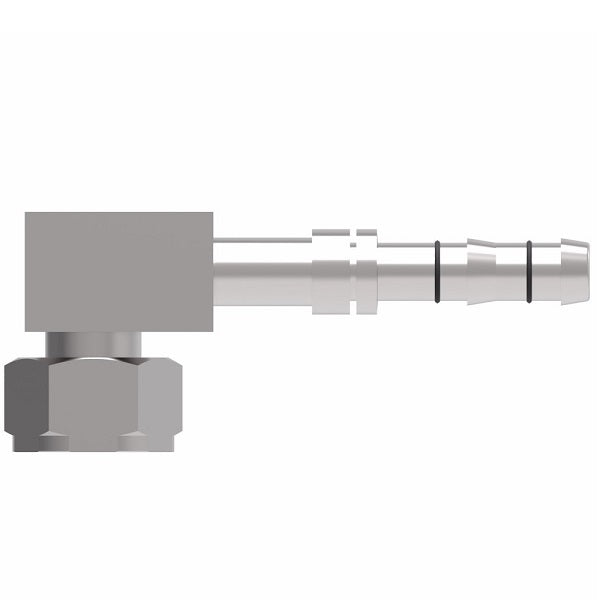 EJ3321-1008S E-Z Clip System by Danfoss | Female Rotalok Short Drop 90° Elbow | A/C Refrigeration Fitting | -10 Female Rotalok x -08 Hose Barb | Steel