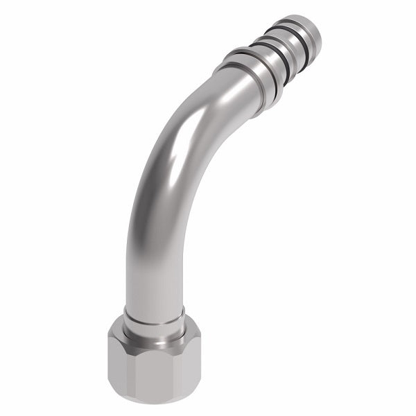 EJ3533-03-0608S E-Z Clip System by Danfoss | Female JIC 37° Flare 90° Elbow | A/C Refrigeration Fitting | -06 Female JIC 37° Flare x -08 Hose Barb | Steel