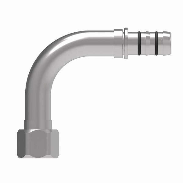 EJ3533-07-1616S E-Z Clip System by Danfoss | Female JIC 37° Flare 90° Elbow | A/C Refrigeration Fitting | -16 Female JIC 37° Flare x -16 Hose Barb | Steel
