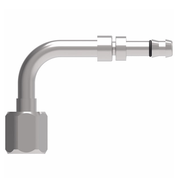 EJ3533-01-0404S E-Z Clip System by Danfoss | Female JIC 37° Flare 90° Elbow | A/C Refrigeration Fitting | -04 Female JIC 37° Flare x -04 Hose Barb | Steel