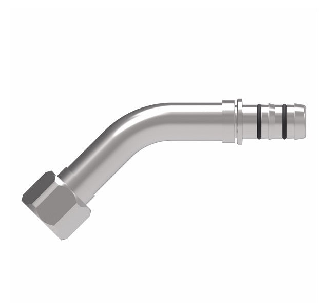 EJ3534-04-0808S E-Z Clip System by Danfoss | Female JIC 37° Flare 45° Elbow | A/C Refrigeration Fitting | -08 Female JIC 37° Flare x -08 Hose Barb | Steel