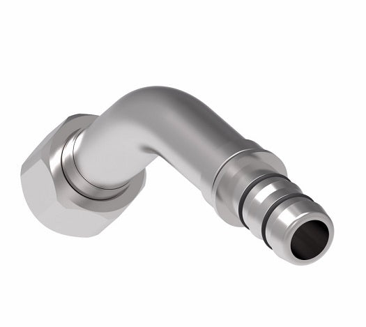 EJ3534-02-0606S E-Z Clip System by Danfoss | Female JIC 37° Flare 45° Elbow | A/C Refrigeration Fitting | -06 Female JIC 37° Flare x -06 Hose Barb | Steel
