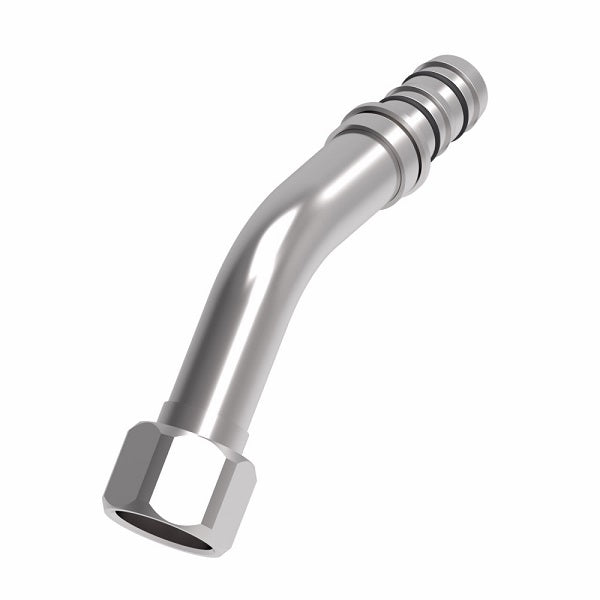 EJ3534-04-0808S E-Z Clip System by Danfoss | Female JIC 37° Flare 45° Elbow | A/C Refrigeration Fitting | -08 Female JIC 37° Flare x -08 Hose Barb | Steel