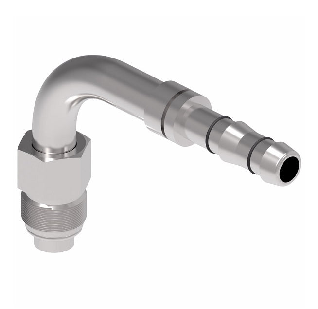 FJ3019-08-1210S E-Z Clip System by Danfoss | Male O-Ring 90° Elbow (Short Pilot) | A/C Refrigeration Fitting | -12 Male O-Ring Short Pilot x -10 Hose Barb | Steel