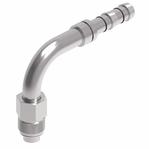 FJ3019-08-1210S E-Z Clip System by Danfoss | Male O-Ring 90° Elbow (Short Pilot) | A/C Refrigeration Fitting | -12 Male O-Ring Short Pilot x -10 Hose Barb| Steel