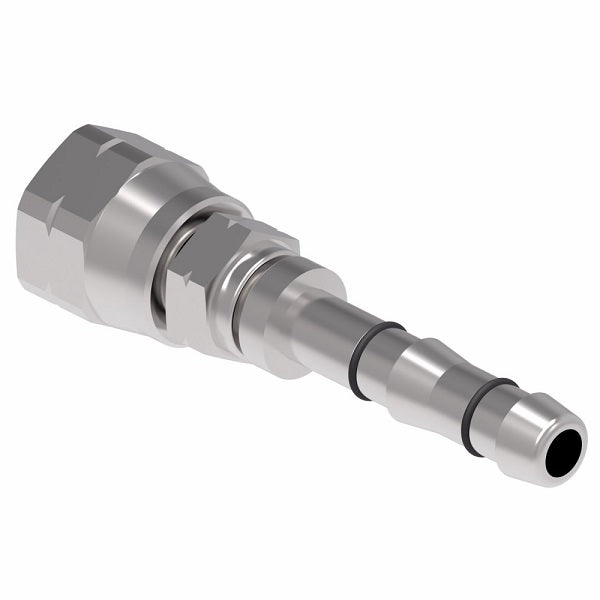 FJ3057-01-0606S E-Z Clip System by Danfoss | Female SAE 45° Flare | A/C Refrigeration Fitting | -06 Female SAE 45° Flare x -06 Hose Barb | Steel