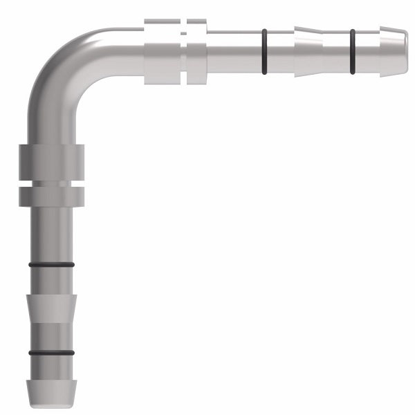 FJ3058-05-1010S E-Z Clip System by Danfoss | Splicer 90° Elbow | A/C Refrigeration Fitting | -10 Hose Barb x -10 Hose Barb | Steel