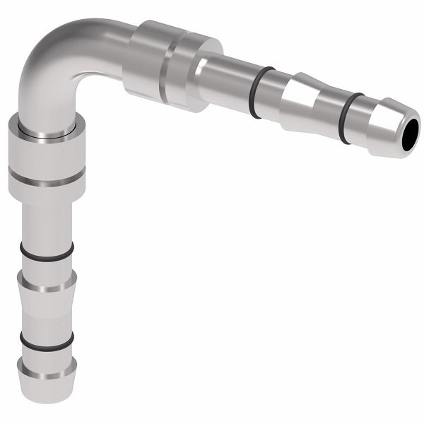 FJ3058-04-1212S E-Z Clip System by Danfoss | Splicer 90° Elbow | A/C Refrigeration Fitting | -12 Hose Barb x -12 Hose Barb | Steel