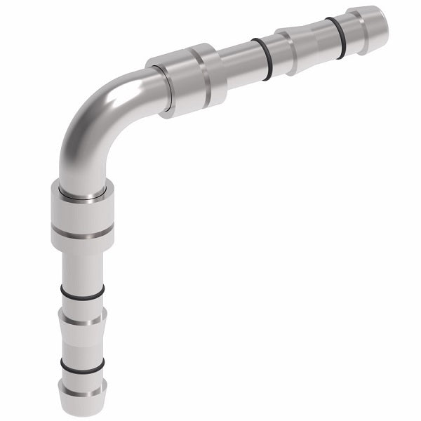 FJ3058-02-0808S E-Z Clip System by Danfoss | Male splicer 90° Elbow | A/C Refrigeration Fitting | -08 Male splicer x - 08 Hose Barb | Steel