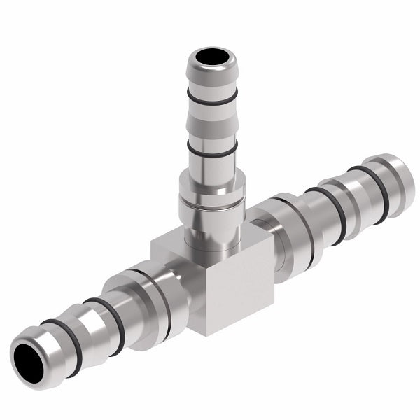 FJ3066-1212S E-Z Clip System by Danfoss | "T" Splicer | 3 Hose Connector | A/C Refrigeration Fitting | -12 Hose Barb x -12 Hose Barb x -12 Hose Barb | Steel