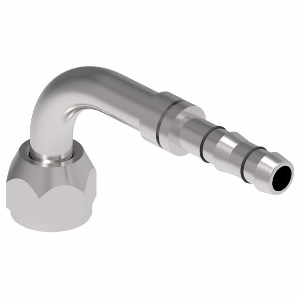 FJ3111-01-0808S E-Z Clip System by Danfoss | Female O-Ring (Long Pilot) Metric Thread 90° Elbow | A/C Refrigeration Fitting | M20 Female O-Ring Long Pilot x -08 Hose Barb | Steel