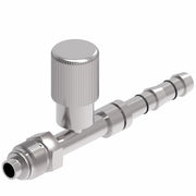 FJ3131-03-1010S E-Z Clip System by Danfoss | Male O-Ring (Short Pilot) with R134a High Side Port | A/C Refrigeration Fitting | -10 Male O-Ring Short Pilot x -10 Hose Barb | Steel