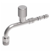 FJ3135-02-1012S E-Z Clip System by Danfoss | Male O-Ring 90° Elbow (Short Pilot) with R134a Low Side Port | A/C Refrigeration Fitting | -10 Male O-Ring Short Pilot x -12 Hose Barb| Steel
