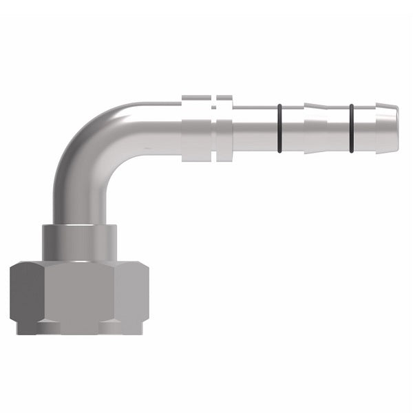 FJ3225-1008S E-Z Clip System by Danfoss | Female Rotalok 90° Elbow | A/C Refrigeration Fitting | -10 Female Rotalok x -08 Hose Barb | Steel