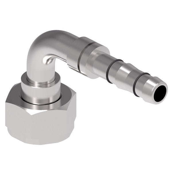 FJ3225-1012S E-Z Clip System by Danfoss | Female Rotalok 90° Elbow | A/C Refrigeration Fitting | -10 Female Rotalok x -12 Hose Barb | Steel