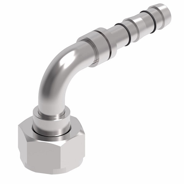 FJ3225-1010S E-Z Clip System by Danfoss | Female Rotalok 90° Elbow | A/C Refrigeration Fitting | -10 Female Rotalok x -10 Hose Barb | Steel